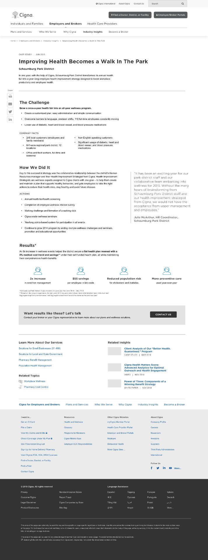 Cigna Employer and Brokers Page